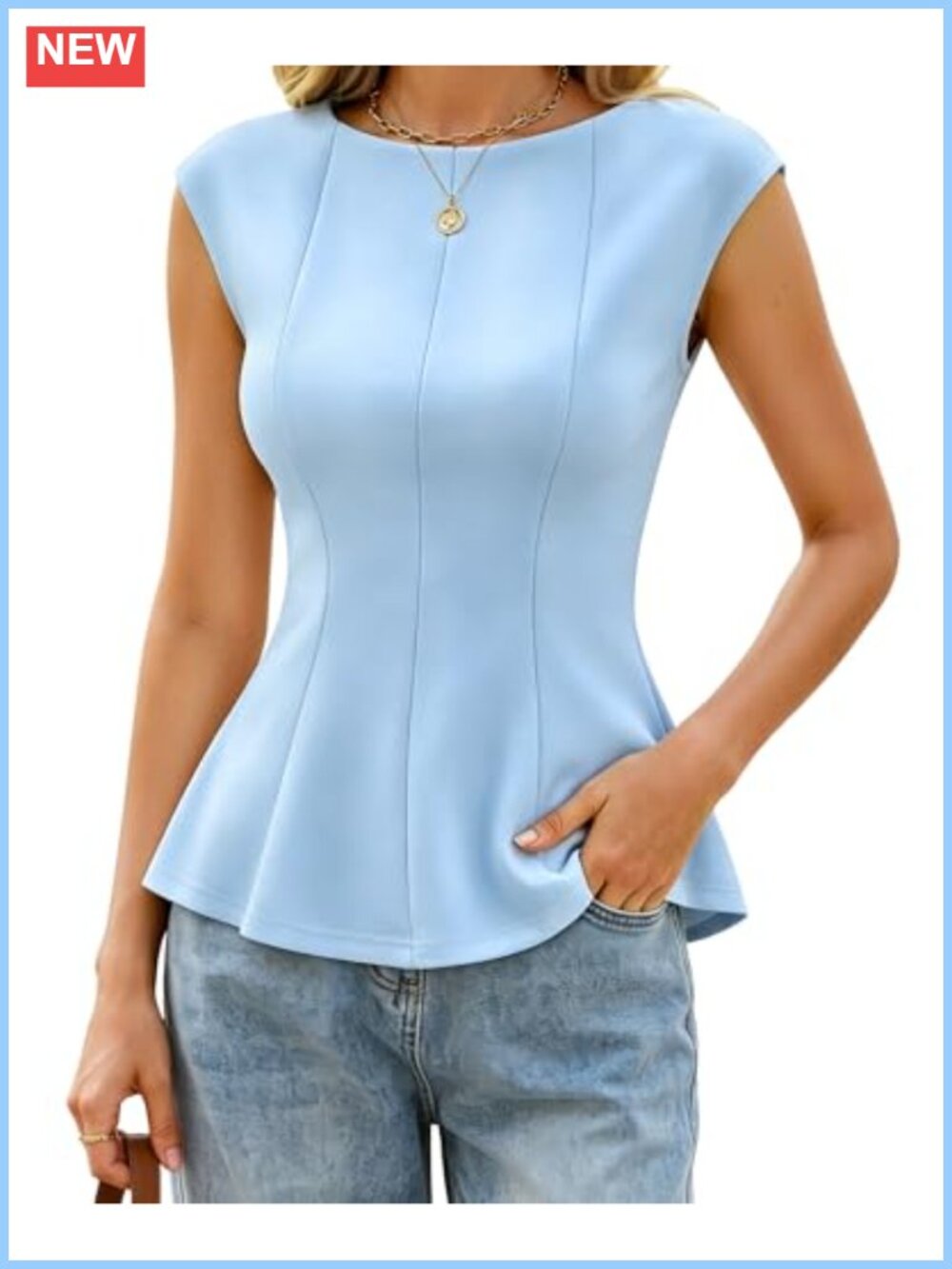 Peplum Blouse Slim Fit Ruffle Hem Business Casual Work Top